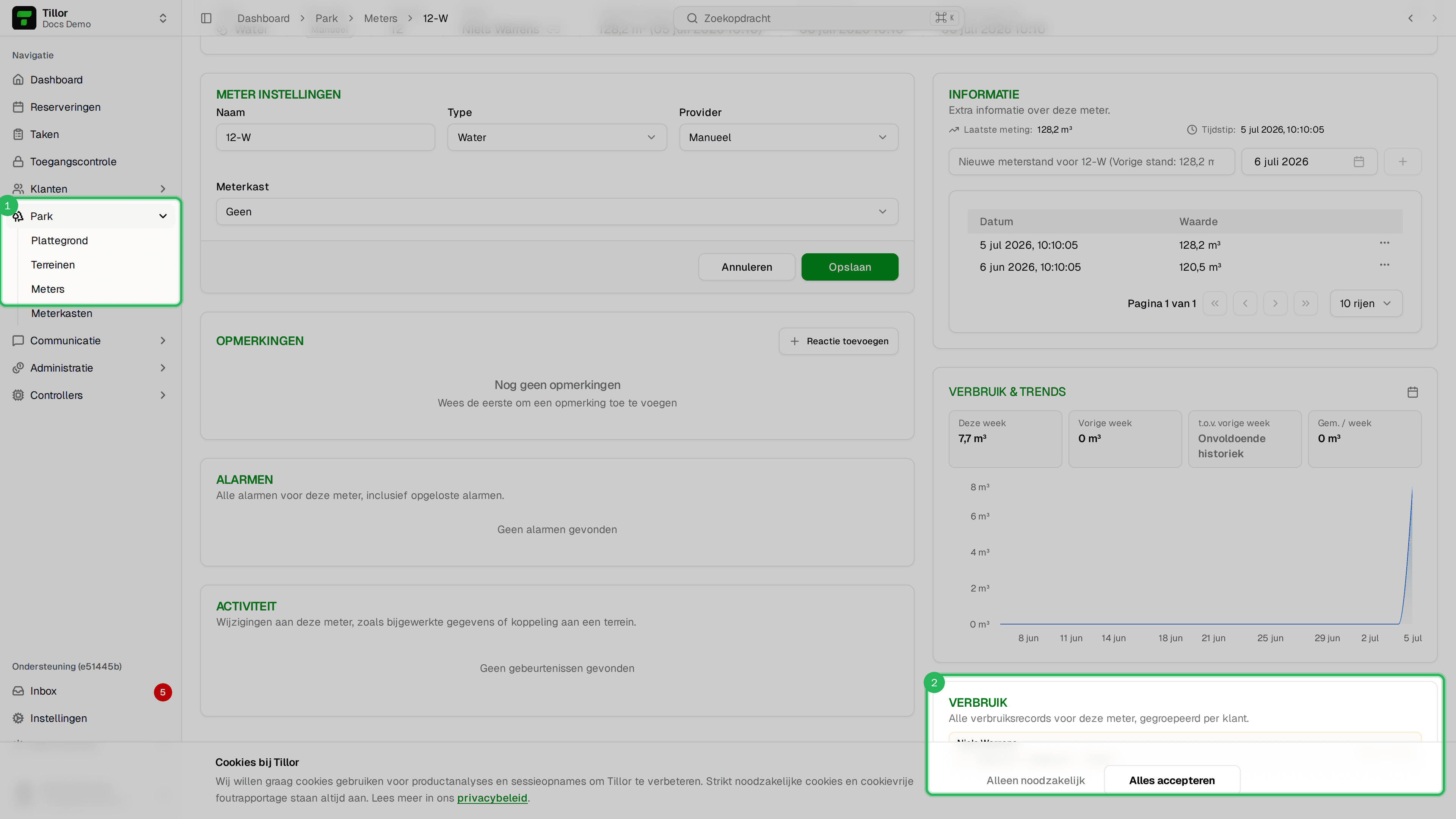 Meterdetail met verbruikssectie